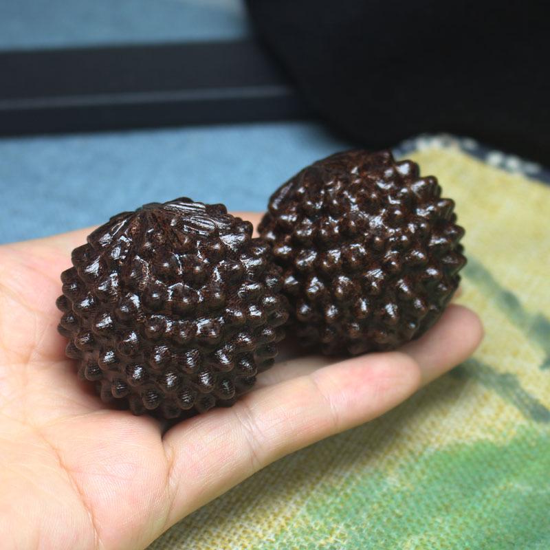 Agarwood Durian Massage Handball – Solid Black Wood Fitness Grip Ball