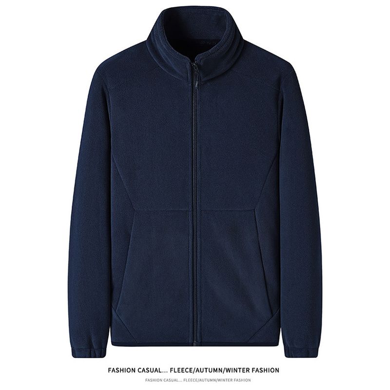 Berber Fleece Outerwear Men's Winter Fleece-lined Thickened Stand Collar Cardigan Double-sided Polar Fleece Hoodie Foreign Trade Men's Clothing Jacket