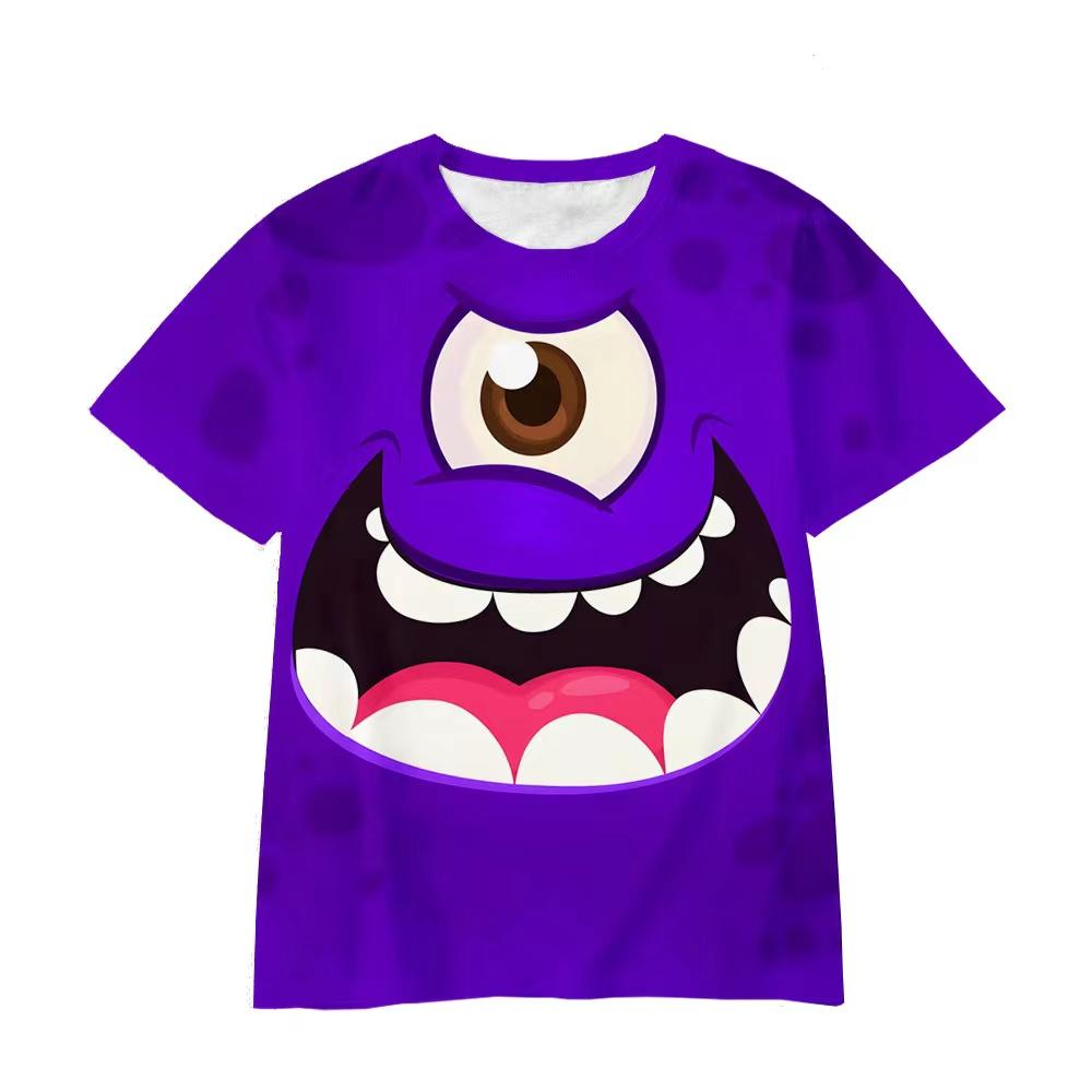New Summer Cute Monster Inc Pattern Casual 3D Printed T-Shirt Childrens Tops Girls Boys Cosplay Round Neck Short Sleeve Clothing