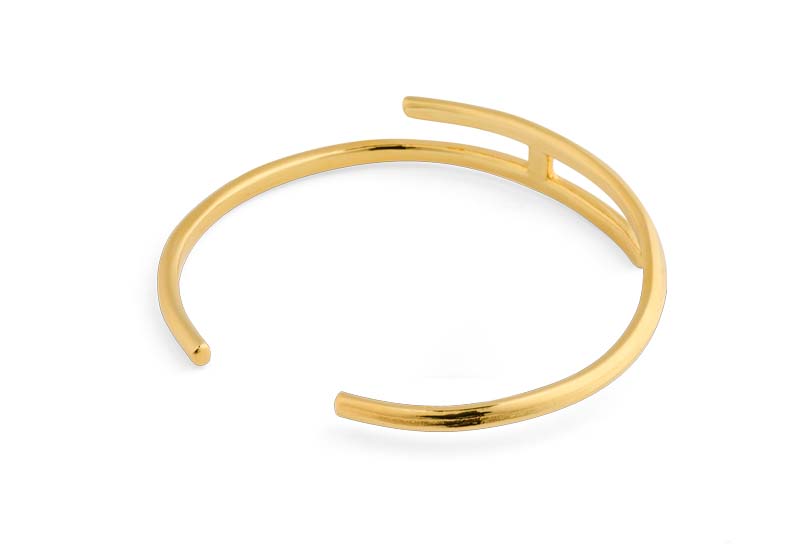 Bebello [Bs-400] 925 Silver H Bangle Bracelet (18K Gold Plating)