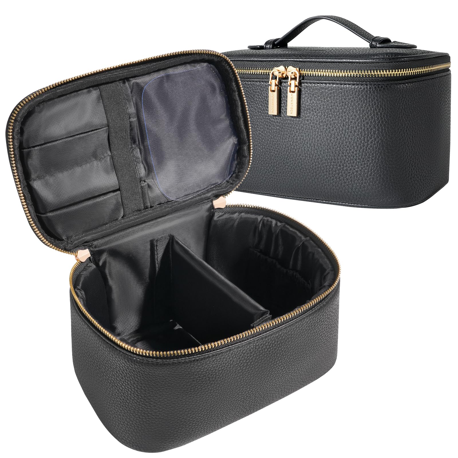 

Rownyeon Косметичка для макияжа Большая Кисть Кушон Дорожная Черный Чехол, Чехол, Вместимость, Карман, Чехол, Чехол, Водонепроницаемый, Легкий, Портативный, Милый,