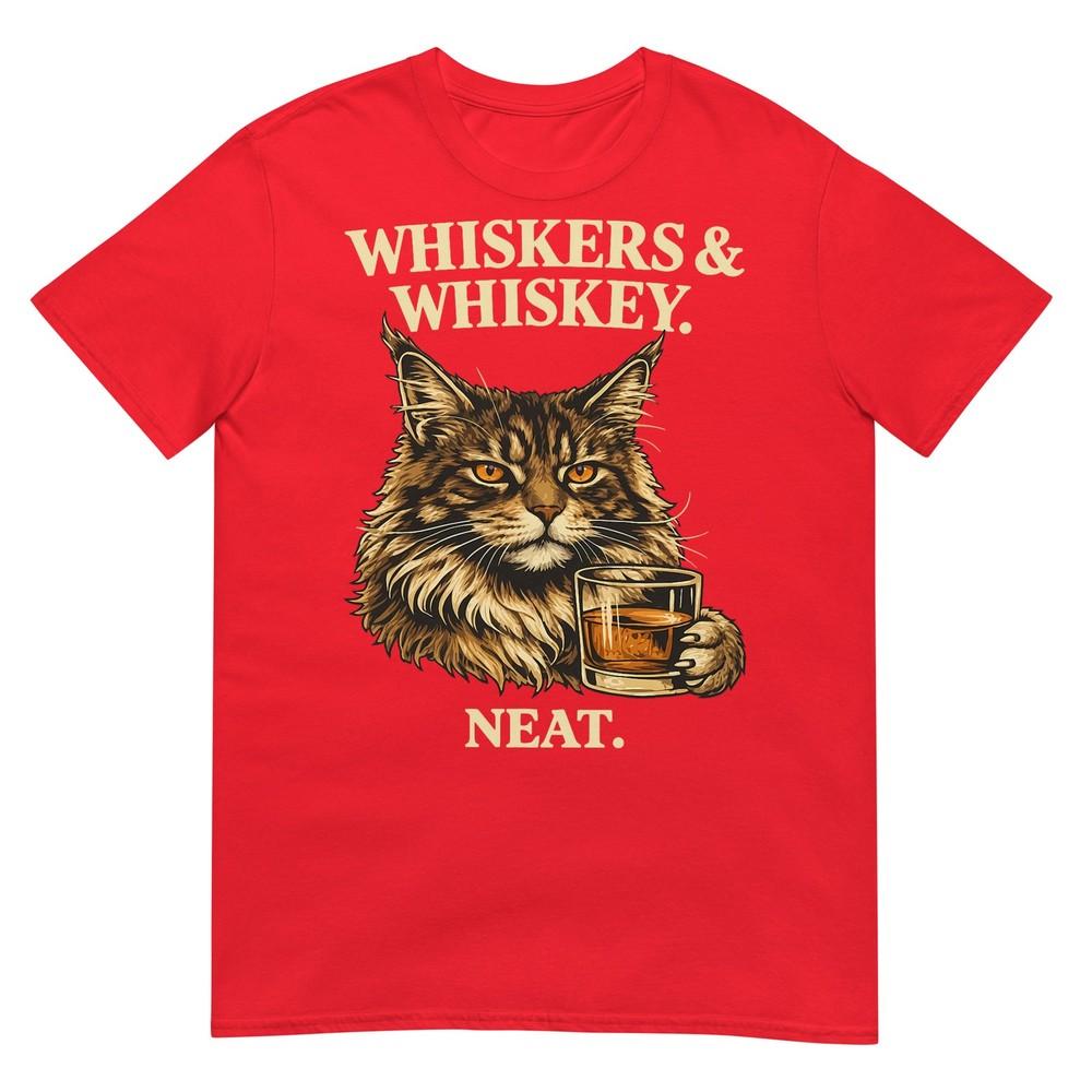 Whiskers And Whiskey Neat Funny Cat Lover Bourbon Drinker TShirt S