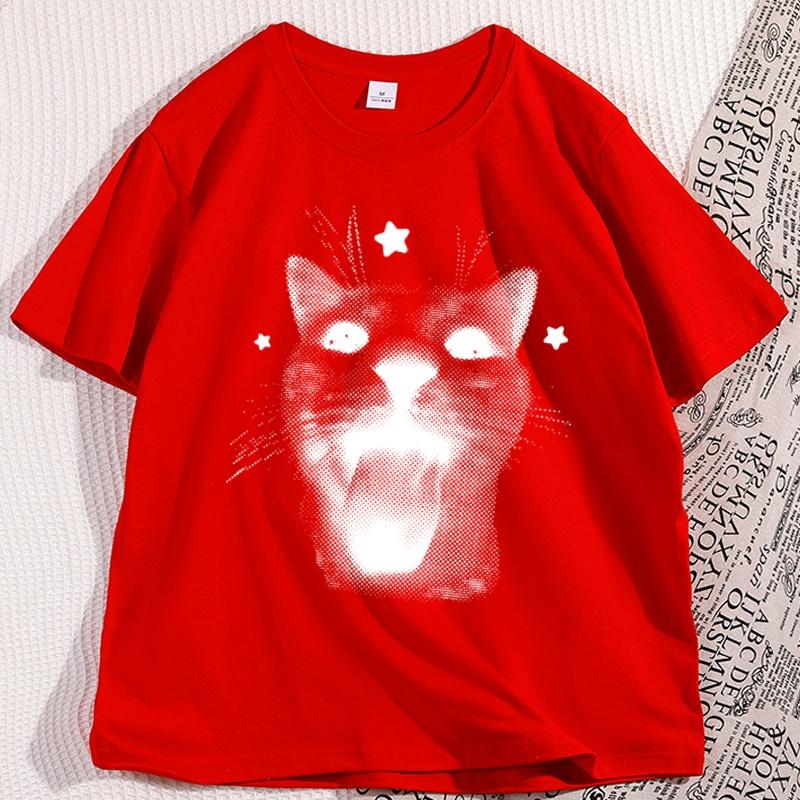 

Funny Y2k Cat Tshirt Cool Silly Cats Tee 90s Retro Kitten Vintage Graphic T Shirts Casual Cotton Short Sleeve Round Neck Tees S