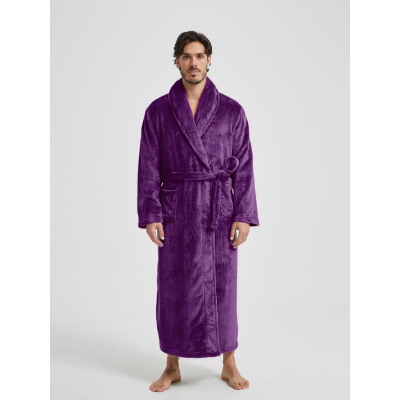 მამაკაცის შალის საყელოთი ფლანელის ხალათები, სრული სიგრძის ფლისის აბაზანის ხალათები, რბილი სპა სახლის ხალათი ჯიბეებით, ფუმფულა სპა ხალათები მამაკაცებისთვის, ზამთრის მყუდრო თბილი სპა გრძელი ხალათი