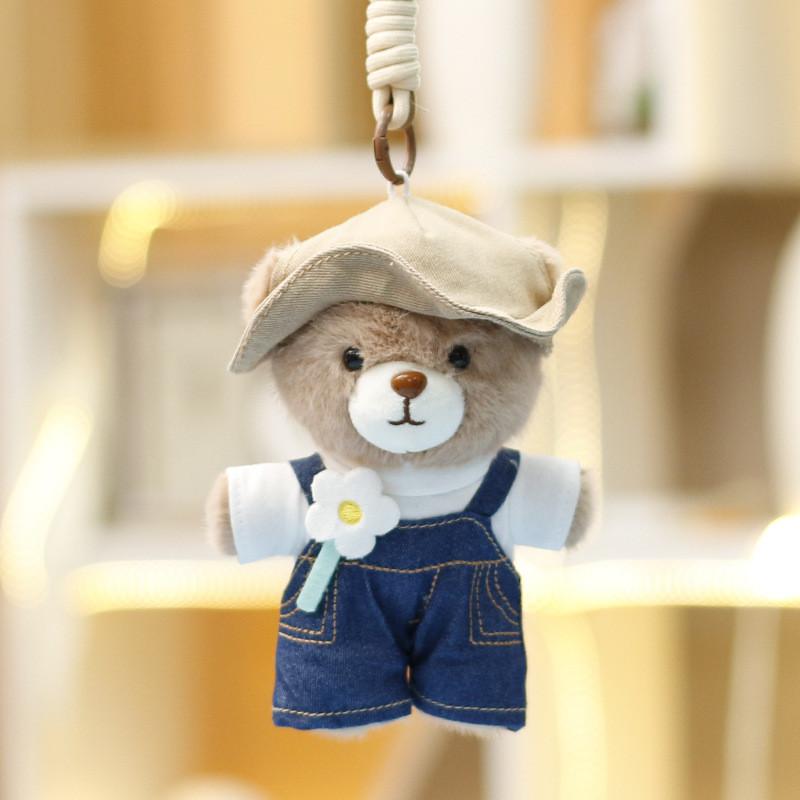Cute Cartoon Bear Plush Doll With Short Velvet Material For Girls Bag Charm