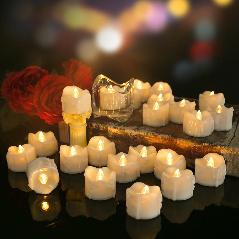Drip Wax LED Tea Light Flameless Candles Lights with Remote or Auto Timer Realistic Bright Candles for Halloween Christmas Decor