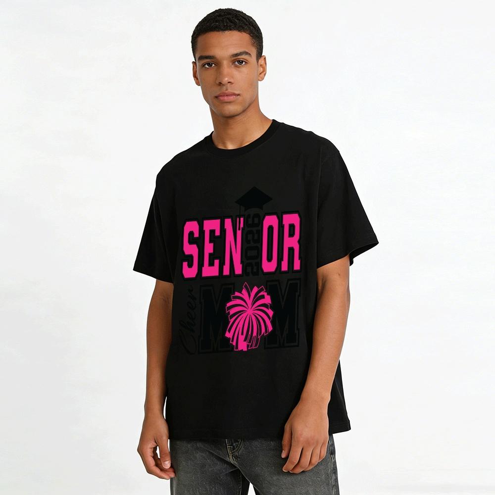 2026 Senior Cheer Mom Graduation Season Commemorative Printed Top Pure Cotton T-shirt