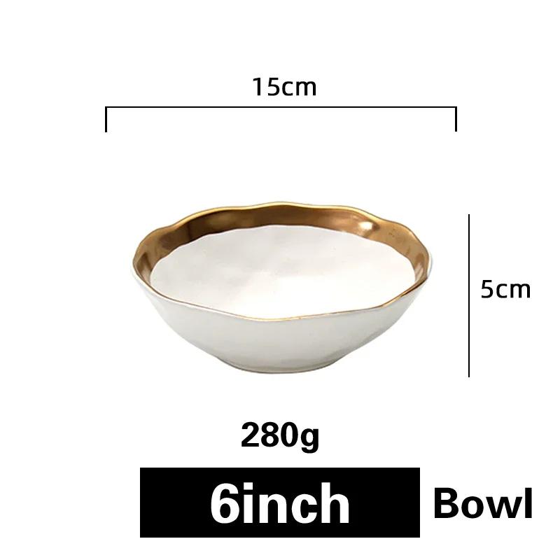 Phnom Penh Céramique Plat Occidental Mat doré Assiette à steak Assiette à salade créative rétro Service d'assiettes Assiette à dessert nord-européenne