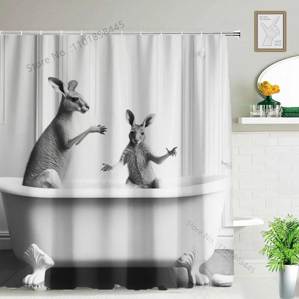 Lustiger Tier Duschvorhang Badewanne Yak Kuh Esel Dschungel Wildtiere Modern Minimalistisch Toilette Lesen Ziege Badezimmer Duschvorha