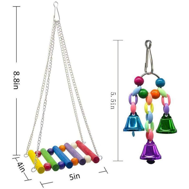 8 Stück Vogelschaukel Kauspielzeug- Papageien Hängematte Glockenspiel Geeignet für kleine Sittiche, Nymphensittiche, Aras, Finken, Wellensittiche, Papageien, Unzertrennliche