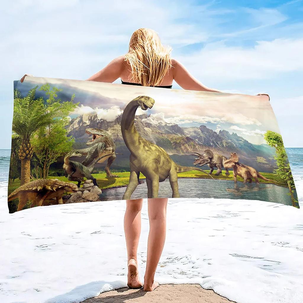 Dinosaur Beach Towel Watercolor Camping S for Boys Kids Quick Dry Ultra Absorbent Super Soft Blanket Pool