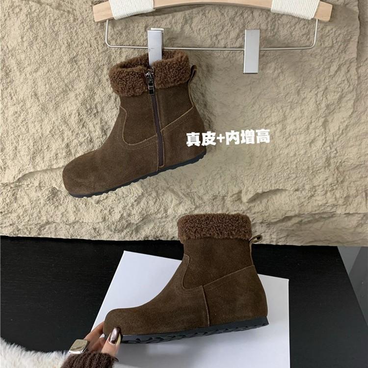 French red inner height increase grandma shoes ballet shoes outer wear 2025 new spring and summer light mouth bow single shoes women