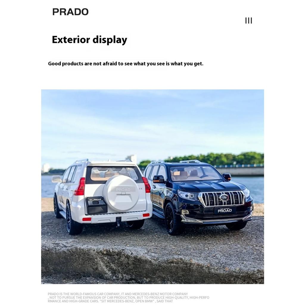 1/18 Scale Toyota PRADO Large Off Road SUV Vehicle Alloy Diecast Metal Car Model Boutique Collection Hobby Decoration Gift for Friend