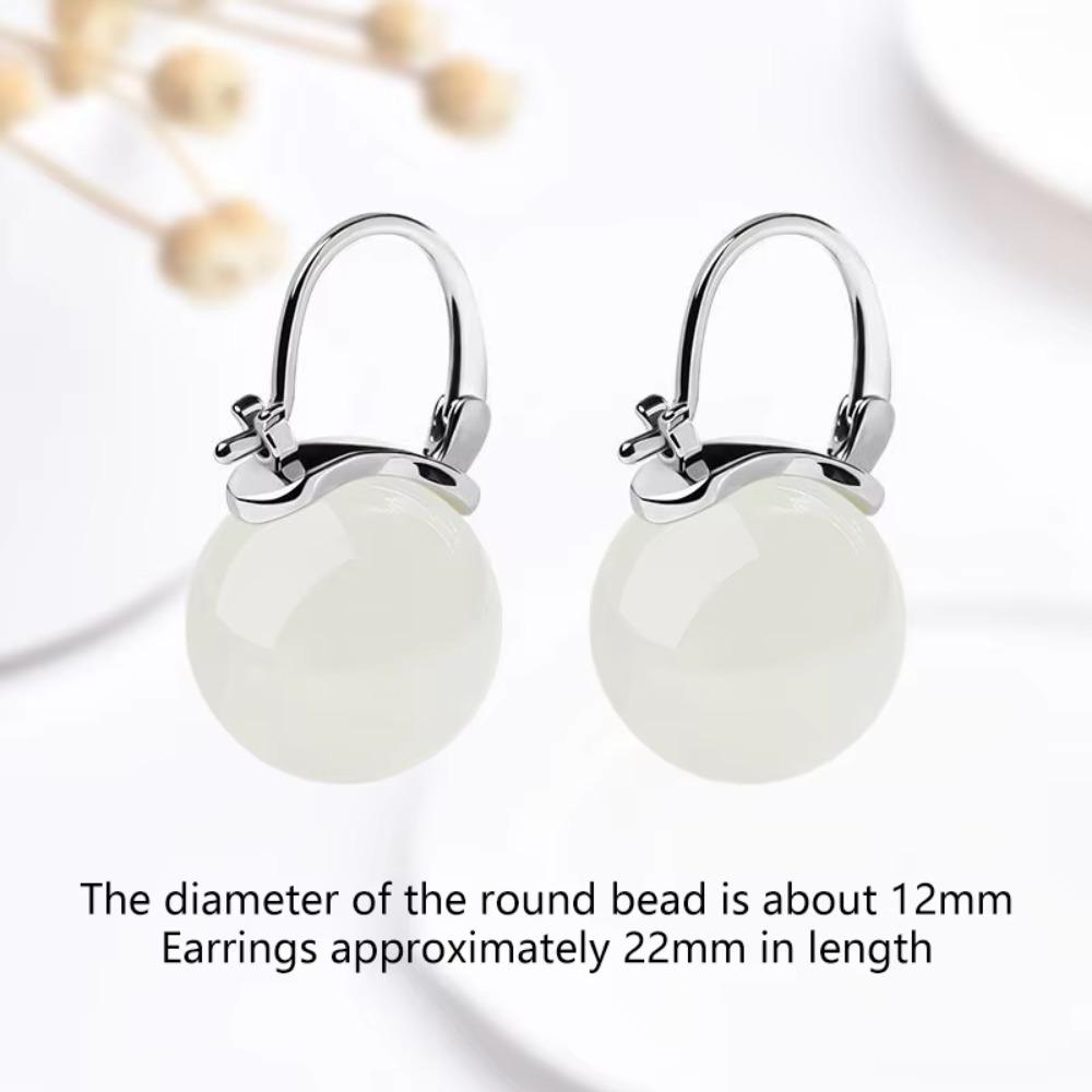 Ice Jade Jade Bead Earrings Circle Earrings Jewelry Gentle Ear Buckle Women