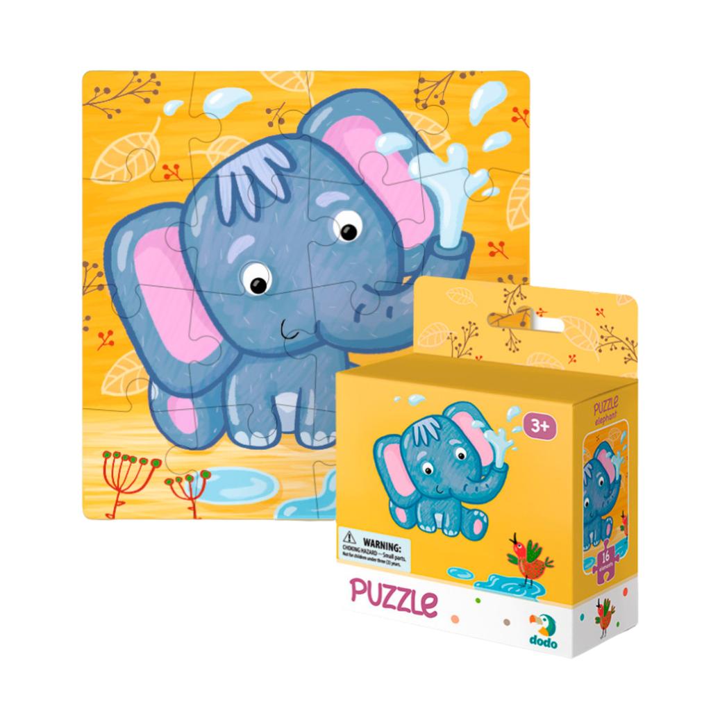 Puzzle "Słonik" 16 Elementów Układanka Edukacyjna Dla Dzieci Zestaw Słoń 300162