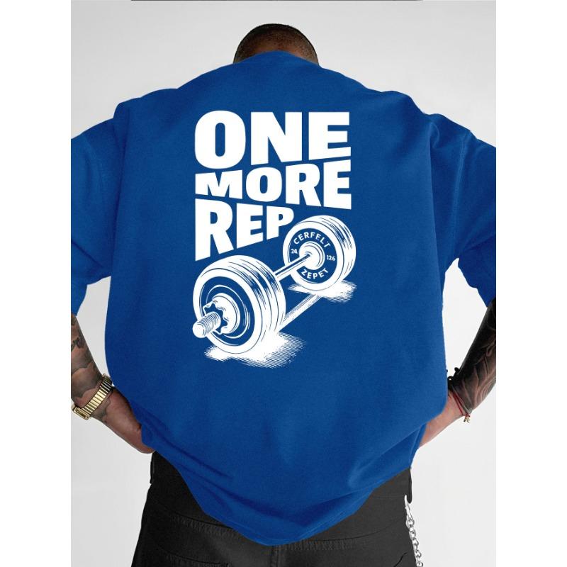 Men's T-Shirt Vintage Funny Gym Workout ONE MORE REP Weightlifting Women Streetwear Cotton Oversized Tees Short Sleeve Loose Top