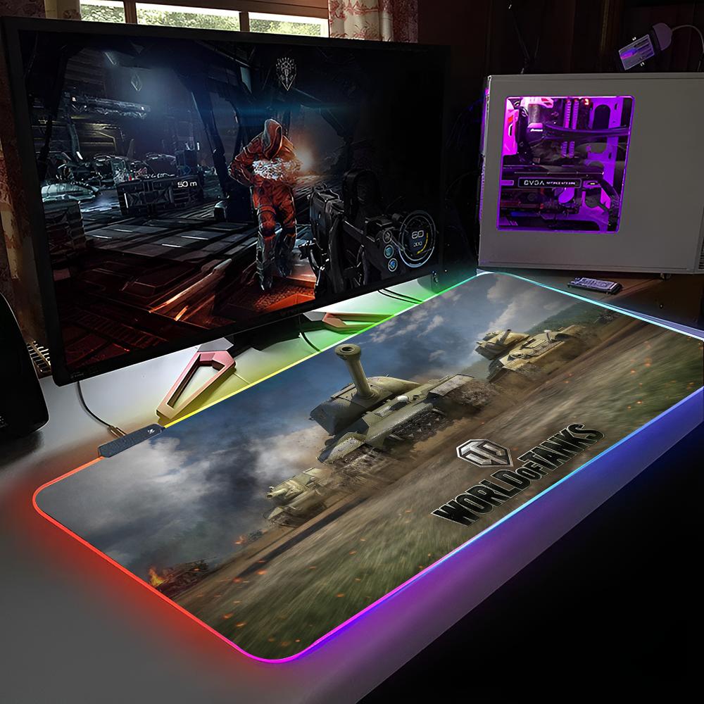 HD W-World Of T-Tanks Mouse Pad RGB Backlit Mouse Pad Laptop Mouse Pad Laptop Gamer Computer Desk Gaming Accessories