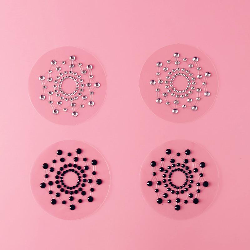 1Pair Self Adhesive Nipple Cover Stickers Chest Pastie Breast Bras Rhinestone Nipple Accessories