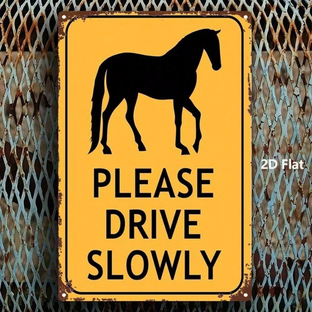 Slow Down Horse Metal Sign 8x12 Inch Garage Wall Decor Vintage Tin Plaque