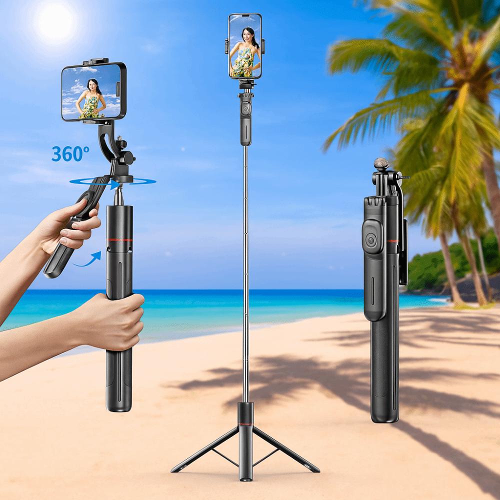 1.7m Bluetooth Selfie Stick 360° Rotating Selfie Stick Tripod Telescopic Selfie Stick  Travel