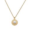 French Retro Vacuum Plated Stainless Steel Pearl Pendant Collarbone Chain Twist Edge Inlaid Pearl Necklace Jewelry Women