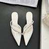 Summer Women's Crystal Mules Slippers Elegant Cover Toe Dress Slides Ladies Dancing Party High Heel Shoes