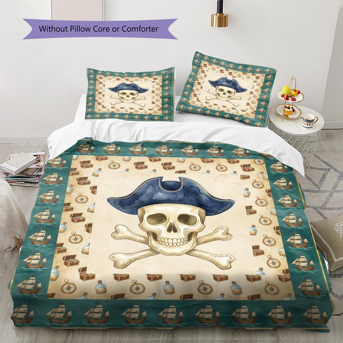 

Pirate Lucky Cat Pattern Bedding Set Quilt Cover Pillowcase Home Decor Gift (1 * duvet cover + 2 * pillowcase, without core) 135x200cm