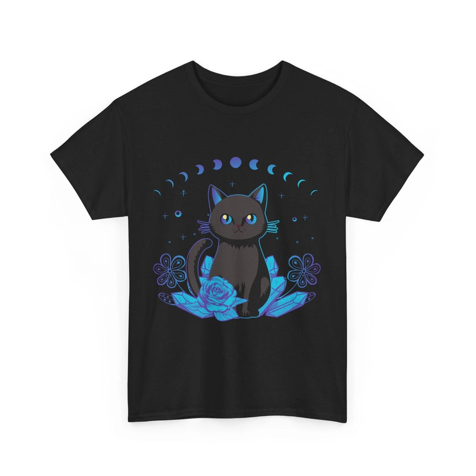 

Kawaii Cat Shirt, Crystal Alchemy Cat Shirt, Cat With Moon Phases Shirt M