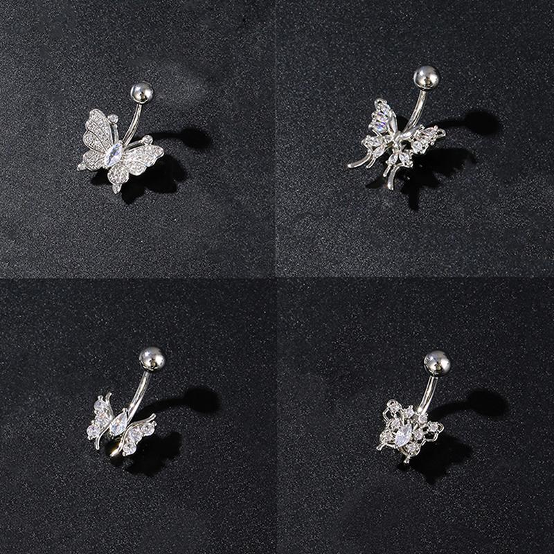 Prsteny do pupíku s motýlkovou mašlí Nerezová ocel Zirkon Piercing do pupíku pro ženy Dívky Sexy šperky na tělo Dárky
