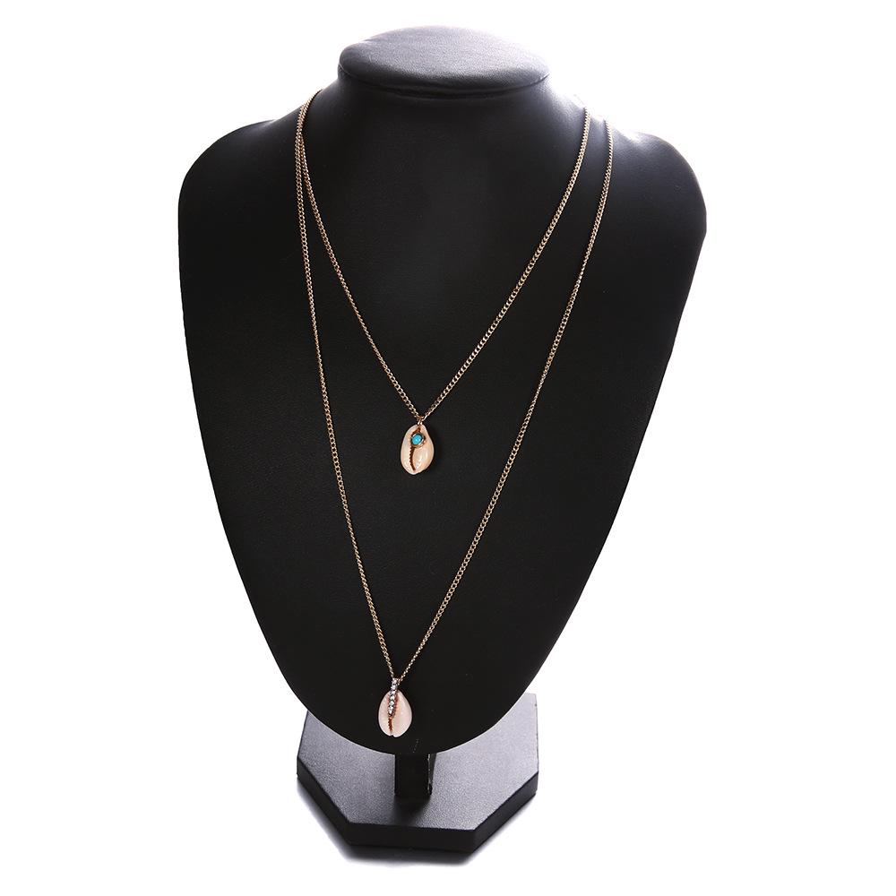 Accessories Fashion Simple Gold Shell Micro Diamond Double Necklace Accessories