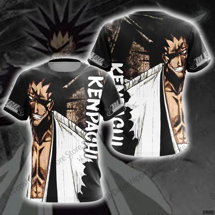 ETST21 Bleach Kenpachi Zaraki Anime Manga 3d Print T-shirt Mannen Vrouwen Mode Korte Mouw Tops T-shirts Herenkleding Jongen T-shirt Grote Maat M