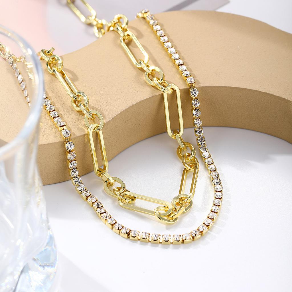 Necklace for Women Accessories Splicing Mixed Color Zirconia Necklace Necklace Simple Ins Wind Delicate Zirconia Necklace Elegant Necklace