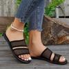 European and American mesh slippers flat bottom foreign trade large size casual mesh sandals 2025 summer breathable cool slippers