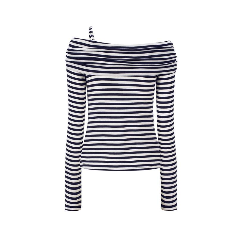 GIOVANNI VALENTINO Women's Striped Off-Shoulder T-Shirt