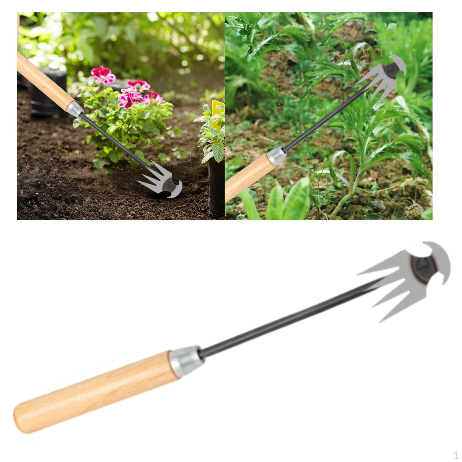 Efficient Garden Weeder for Easy Weed Removal Wooden Handle