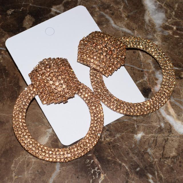 

Женская мода блестящие стразы большие круглые висячие серьги ювелирные изделия макси вечернее платье серьги аксессуары распродажа золотой