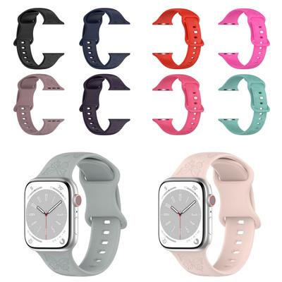 38/40/44/49mm Soft Rose Silicone Watch Band For Apple Watch 1/2/3/4/5/6/7/8/Se/9 Watch Ultra Solid Color Butterfly Watch Strap Accessories Universal