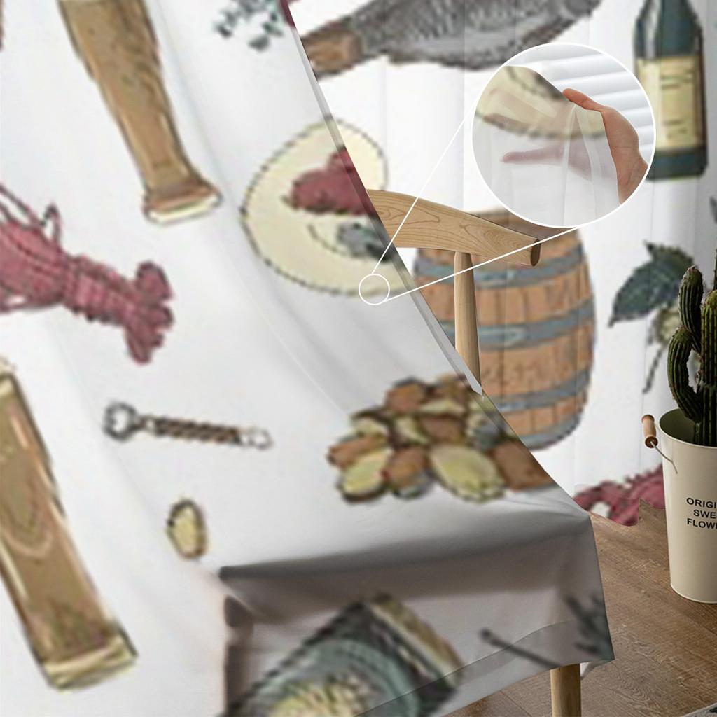 Bunte Bier Handzeichnung Muster Tüll Transparente Vorhänge für Wohnzimmer Schlafzimmer Küche Dekoration Voile Organza Vorhänge