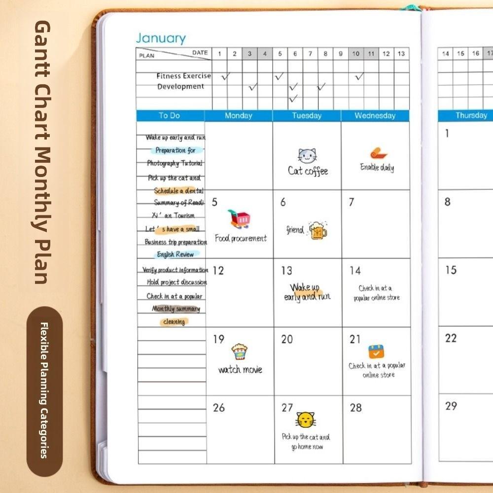 Wear-resistant 2026 Schedule Planner Notepad English 365 Days Efficiency Notebook  School
