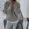 Pánsky ležérny sveter s klopou na polovičný zips - Japonský štýl, Jesenná/Zimná/Jarná móda, Voľný strih