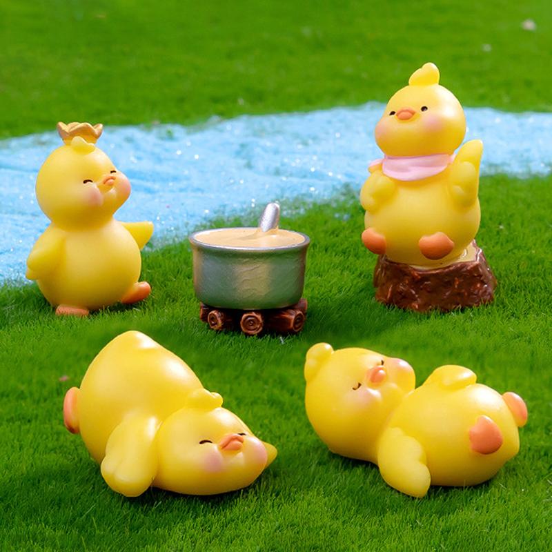 Figurines Miniatures Cute White Yellow Duck Animal Micro Landscape Ornaments For Home Decorations Room Decor Accessories