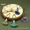 Handwoven Gradient Vajra Knot Tassel Cotton Keychain Pendant Accessory