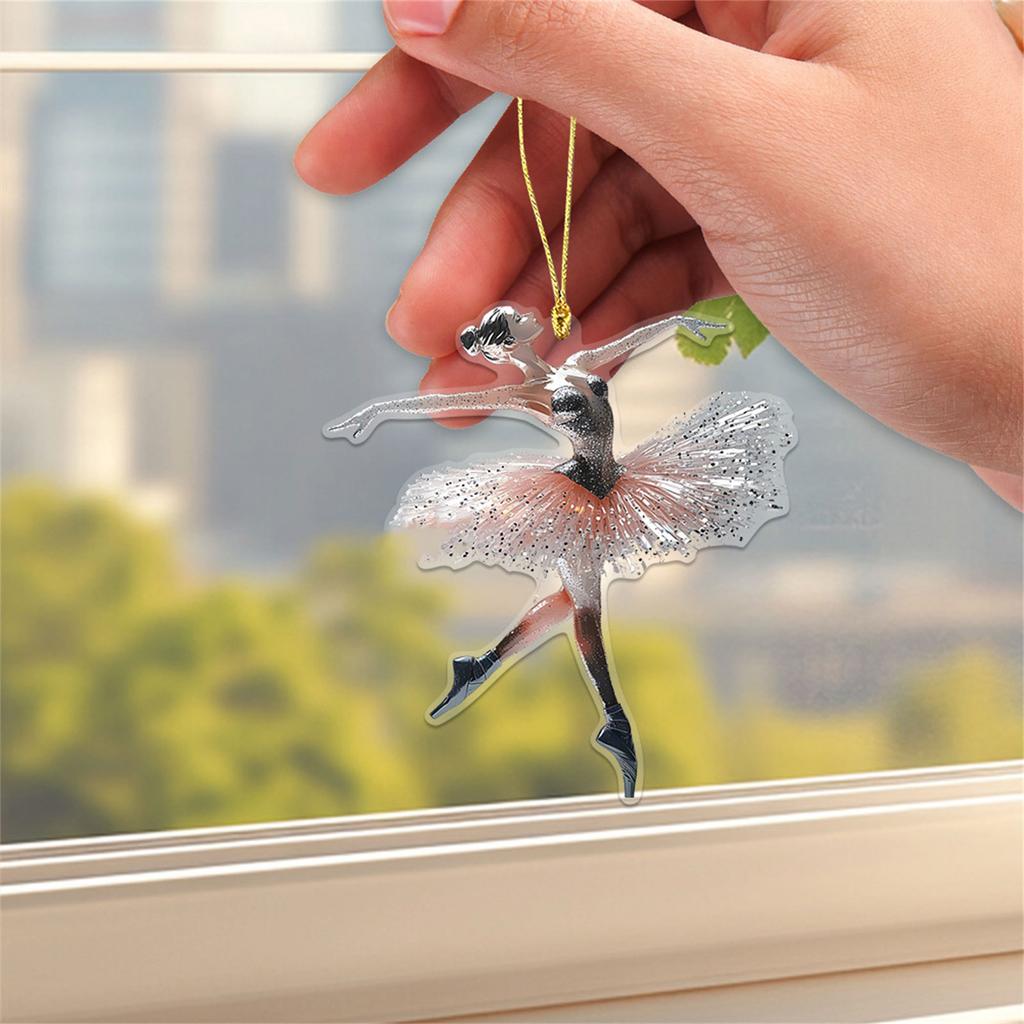 Set Of 5 Elegant Ballet Girl Shaped Car Keychain 2D Acrylic Wall Hangings Pendant for Dance Lover Christmas Ornament