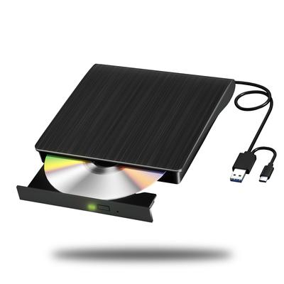 Yaeonku Externí CD DVD mechanika DVD přehrávač Vysokorychlostní USB duální kabel Čtení Zápis Externí optická mechanika Tichá Lehká Kompatibilní s Windows Mac OS