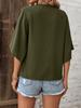 2025 Summer Women's V-Neck Batwing Sleeve Top - Solid Color Fashion