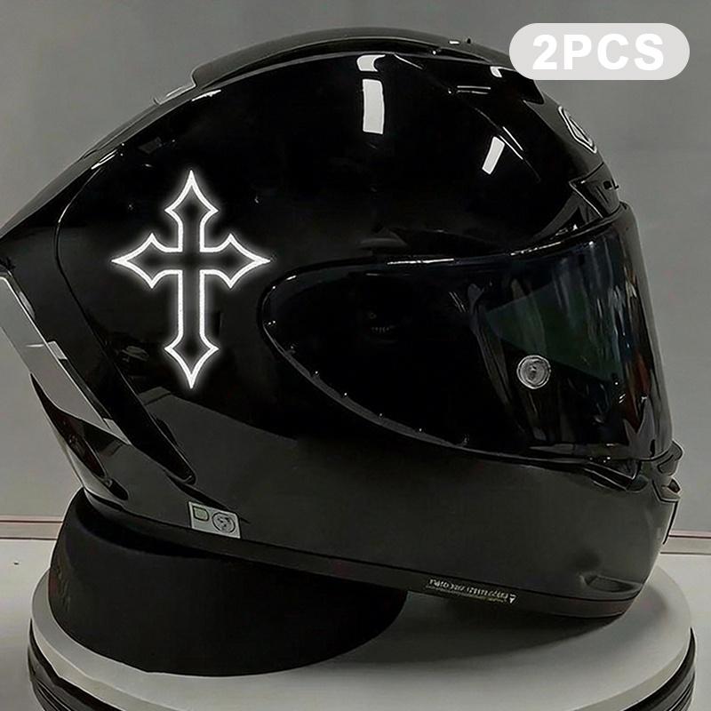 2 Pcs Reflective Cross Stickers Durable Anti-scratch Decals for Motorcycle Helmets Car Windows Bike Frames Off-road Riding Use