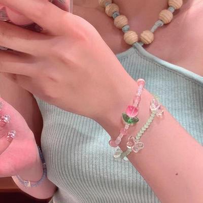 Colorful Beaded Tulip Bracelet: Unique Summer Design for Women