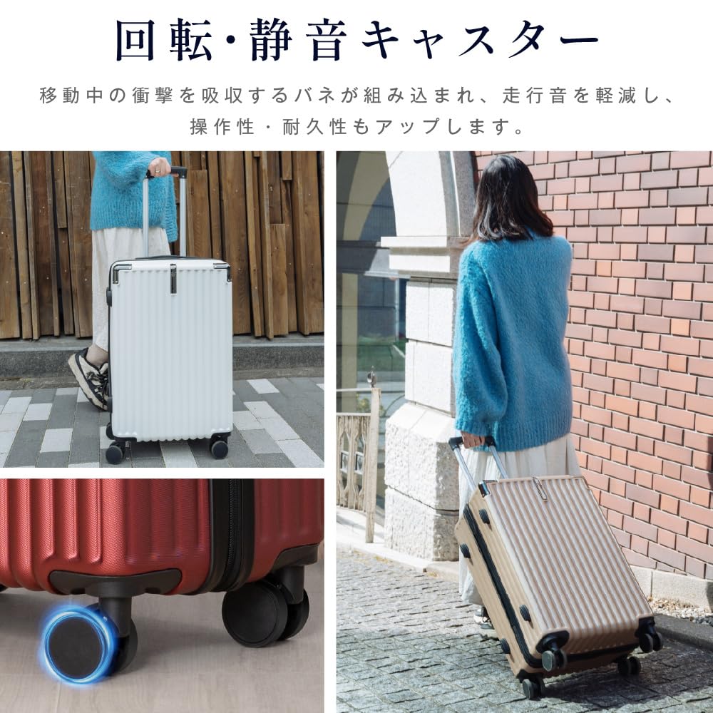 Carry S Large Carry 360 Degree Double Cup TSA Zipper School Business Hospitalization [hidemasa] Suitcase, Carry-on, Case, Lightweight, Shockproof,