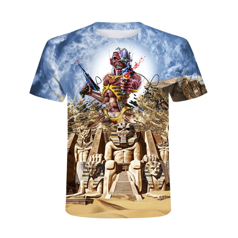 2025 New Summer Tide Muscle Warrior Pictures Men's T-shirt Casual 3D Printed T-shirt Hip Hop Metal Personality Crewneck Top 6XL