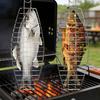 Grilled Fish Basket Stainless Steel Hanging Fish Grill Rack Adjustable Locking Hinges Flipping Fish Grill Tool for Whole Fish & Seafood